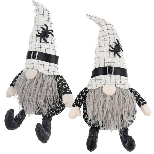 Halloween 2 Pics – Fabric Sitting Gnomes with White Hat & Spider