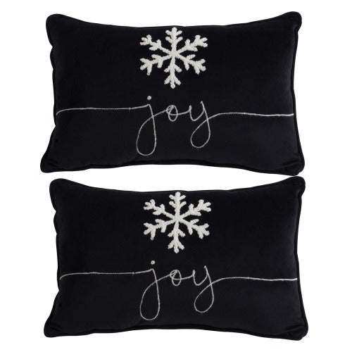 Halloween Velvet Pillows Set of 2 – Embroidered Joy & Snowflake