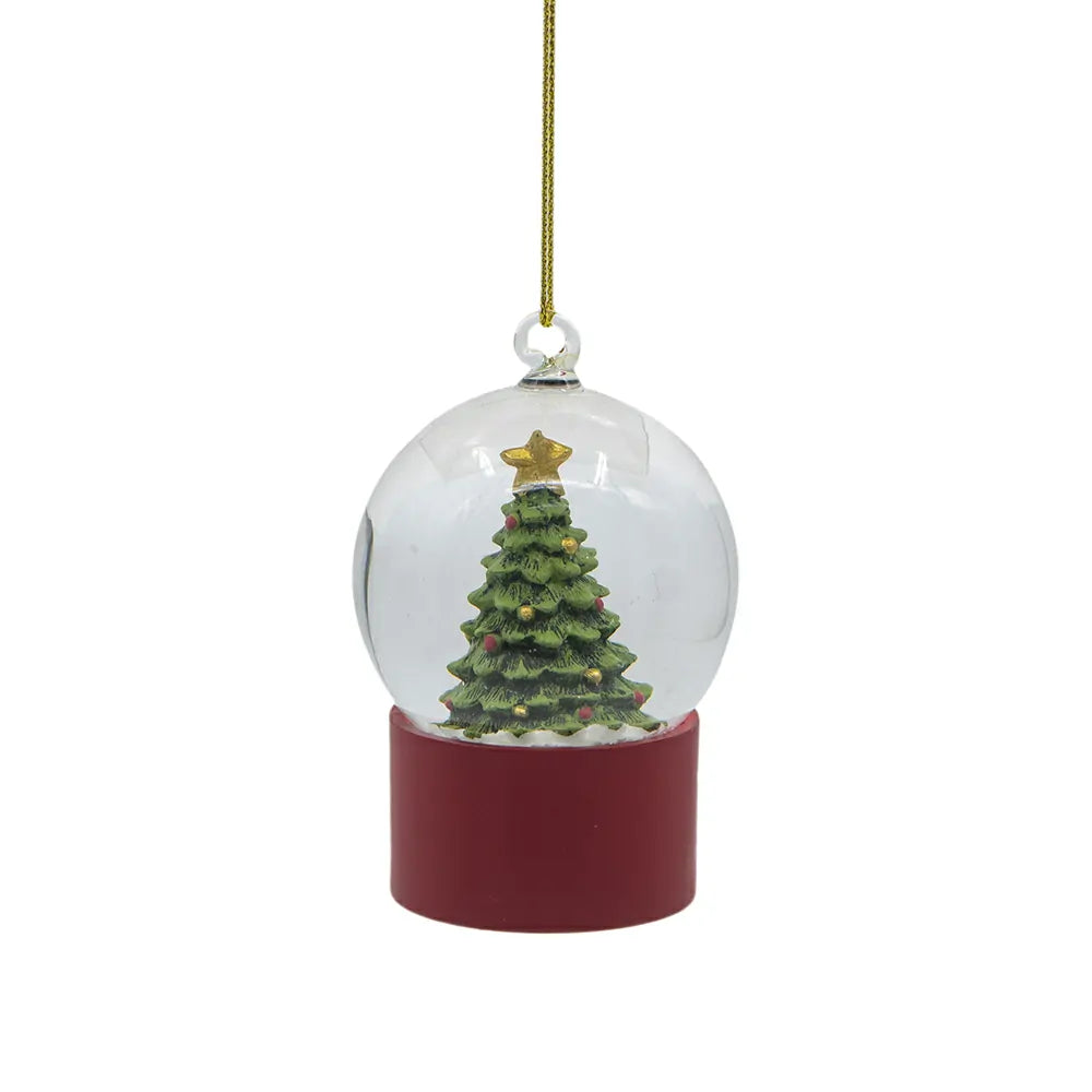 Holiday Water Globes 2-Pack with Red White Stripes and Tree Base  Tabletop Decor