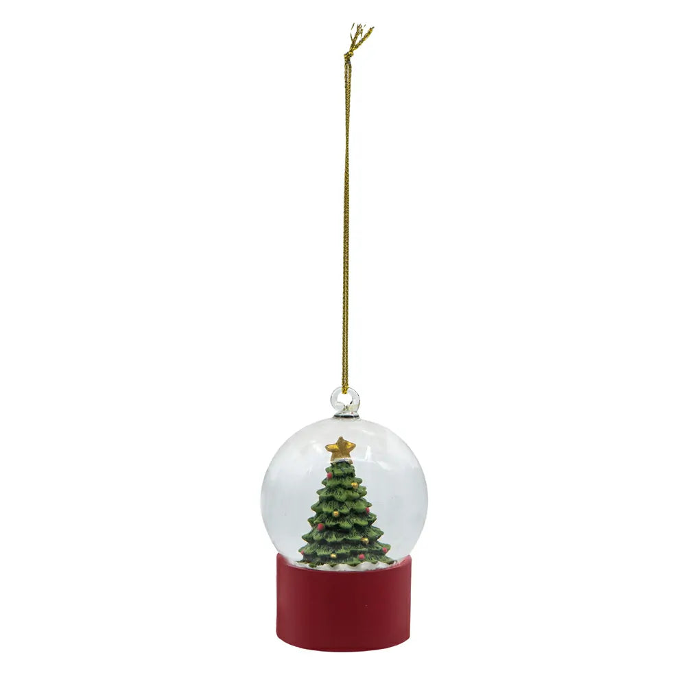 Holiday Water Globes 2-Pack with Red White Stripes and Tree Base  Tabletop Decor