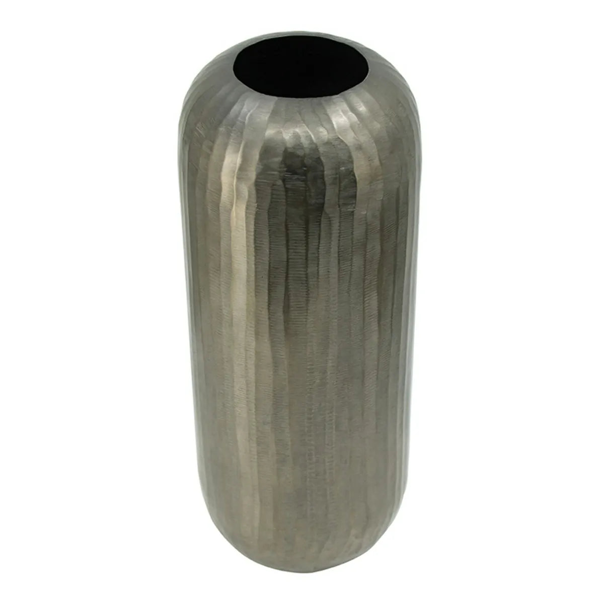 Layered Aluminum Oval Vase 17 Inch Modern Sculptural Floor Decor