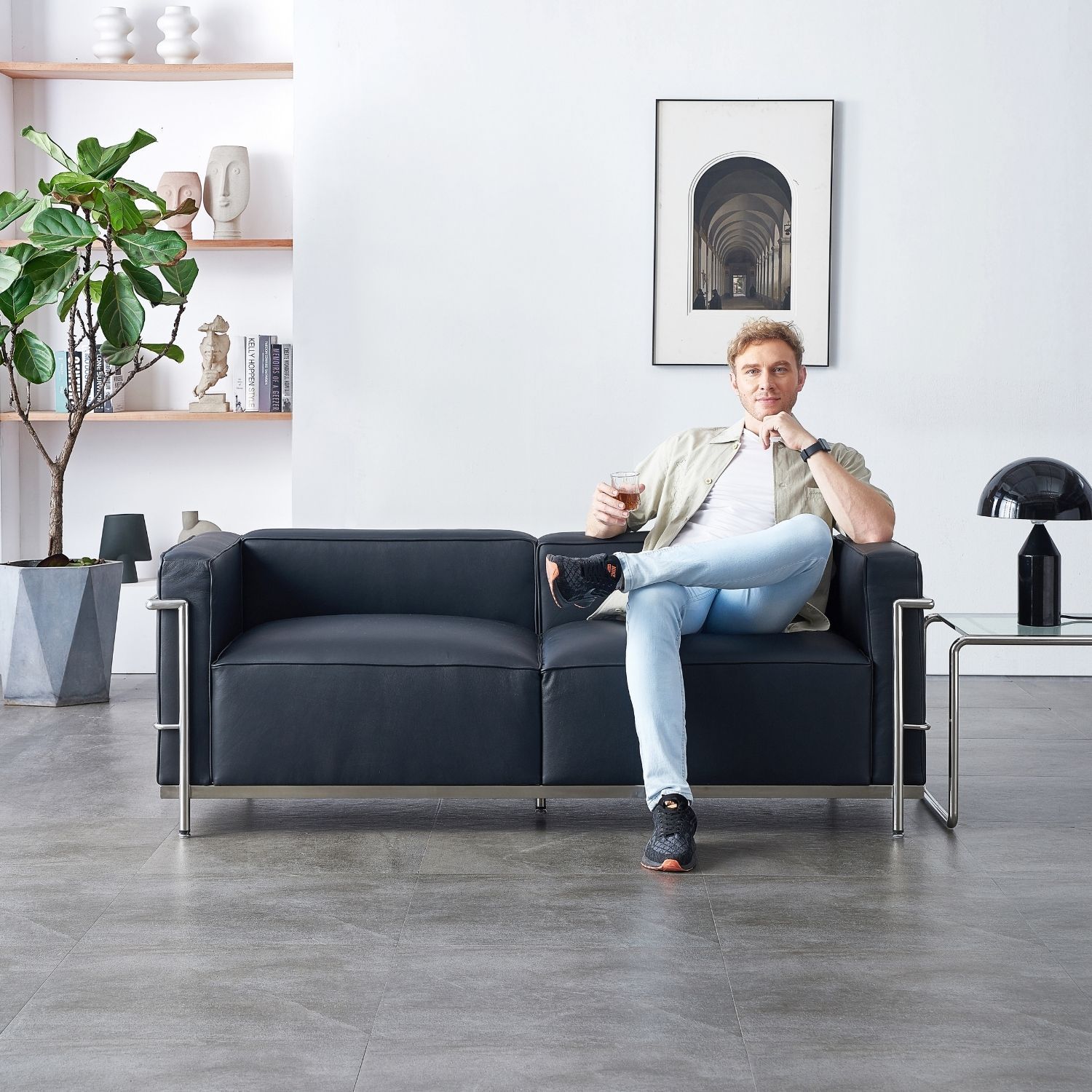 Giorgio Loveseat Sofa Mario Capasa Black 