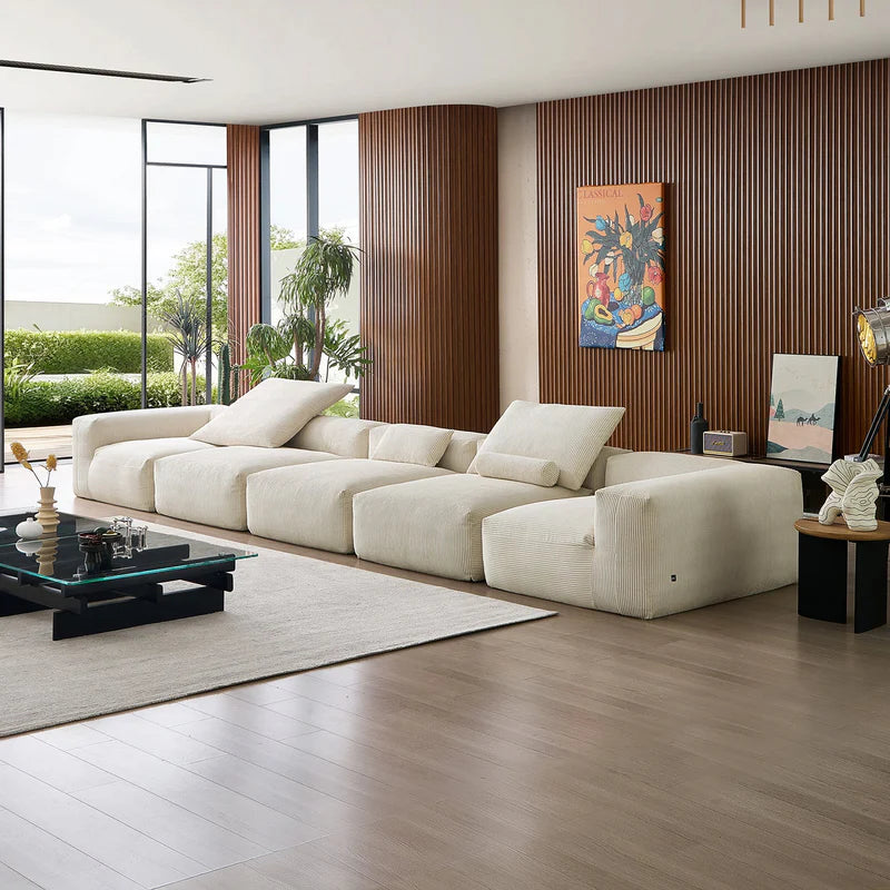 Mellow Corduroy 5-Seater Washable Sectional Couch