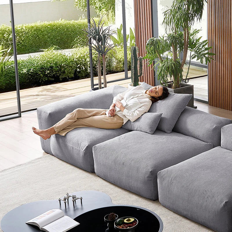 Mellow Corduroy 5-Seater Washable Sectional Couch