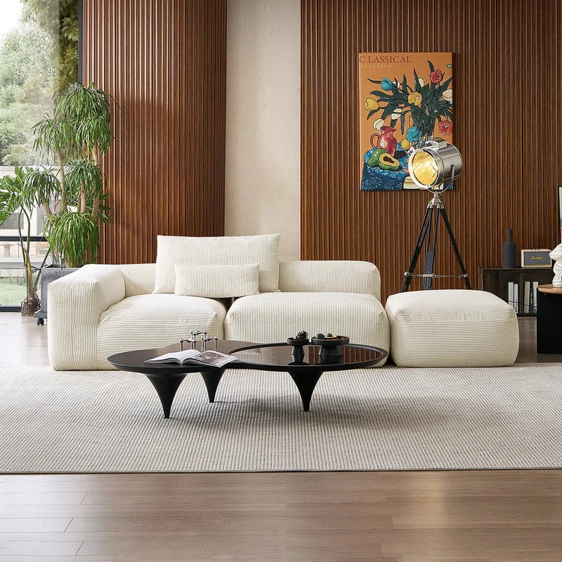 Mellow Sectional Open Couch with Ottoman