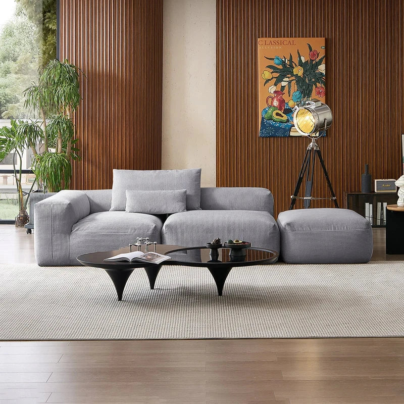 Mellow Sectional Open Couch with Ottoman