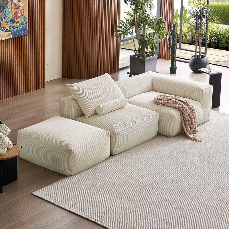 Mellow Sectional Open Couch with Ottoman