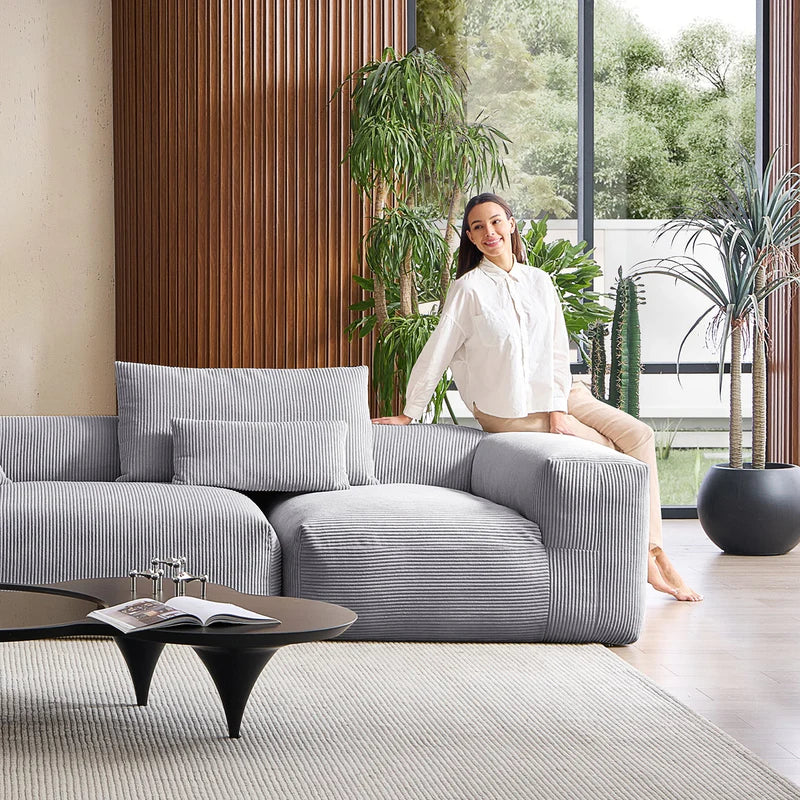 Mellow Sectional Open Couch with Ottoman