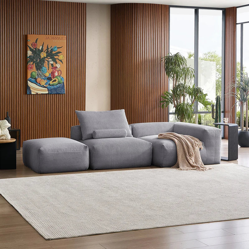 Mellow Sectional Open Couch with Ottoman