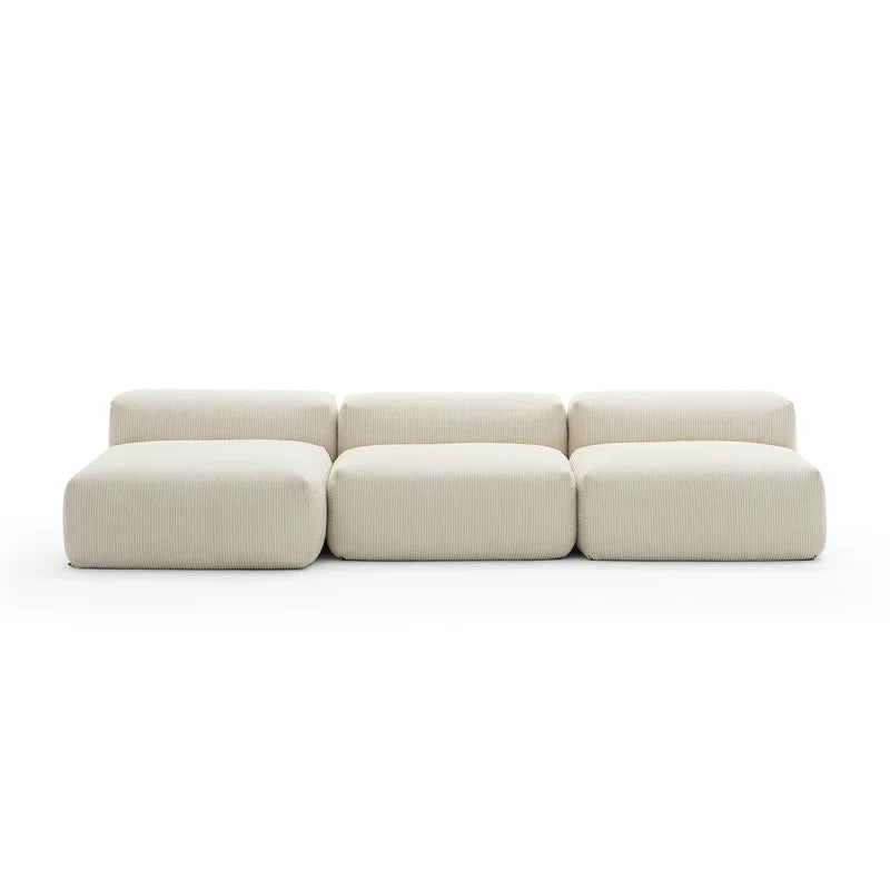 Mellow Corduroy Washable Sectional Couch Armless 3-Seater