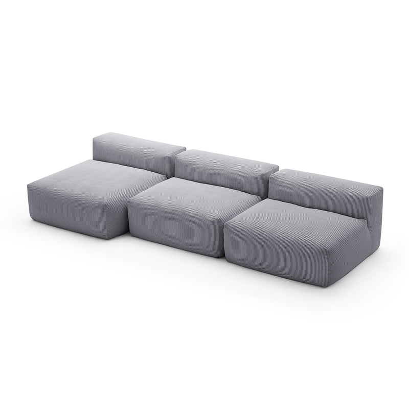 Mellow Corduroy Washable Sectional Couch Armless 3-Seater