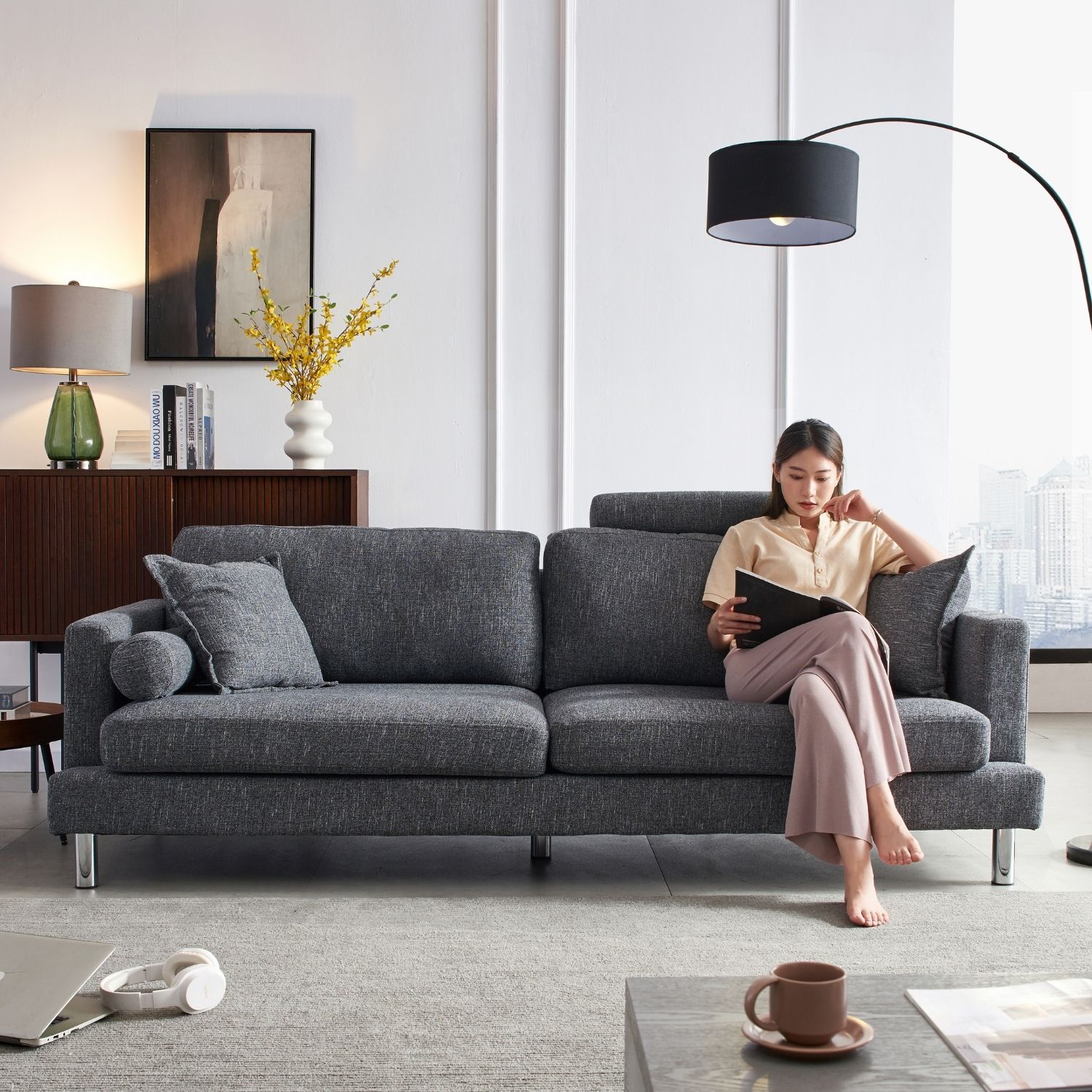 The Eirik Sofa Sofa Valyoufurniture Dark Grey