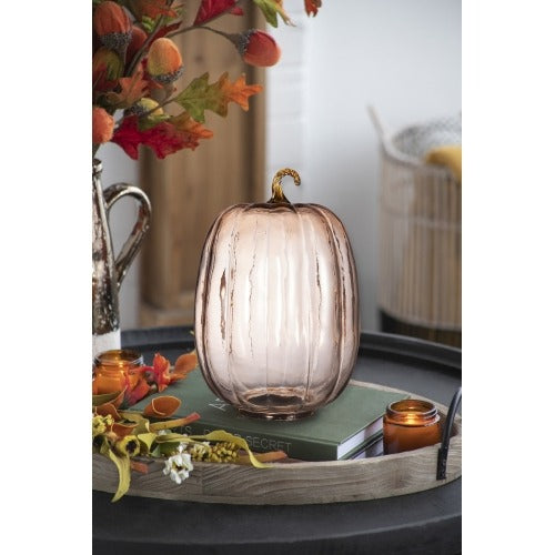 Glass Pumpkin Ornament – Orange Fall & Thanksgiving Decor