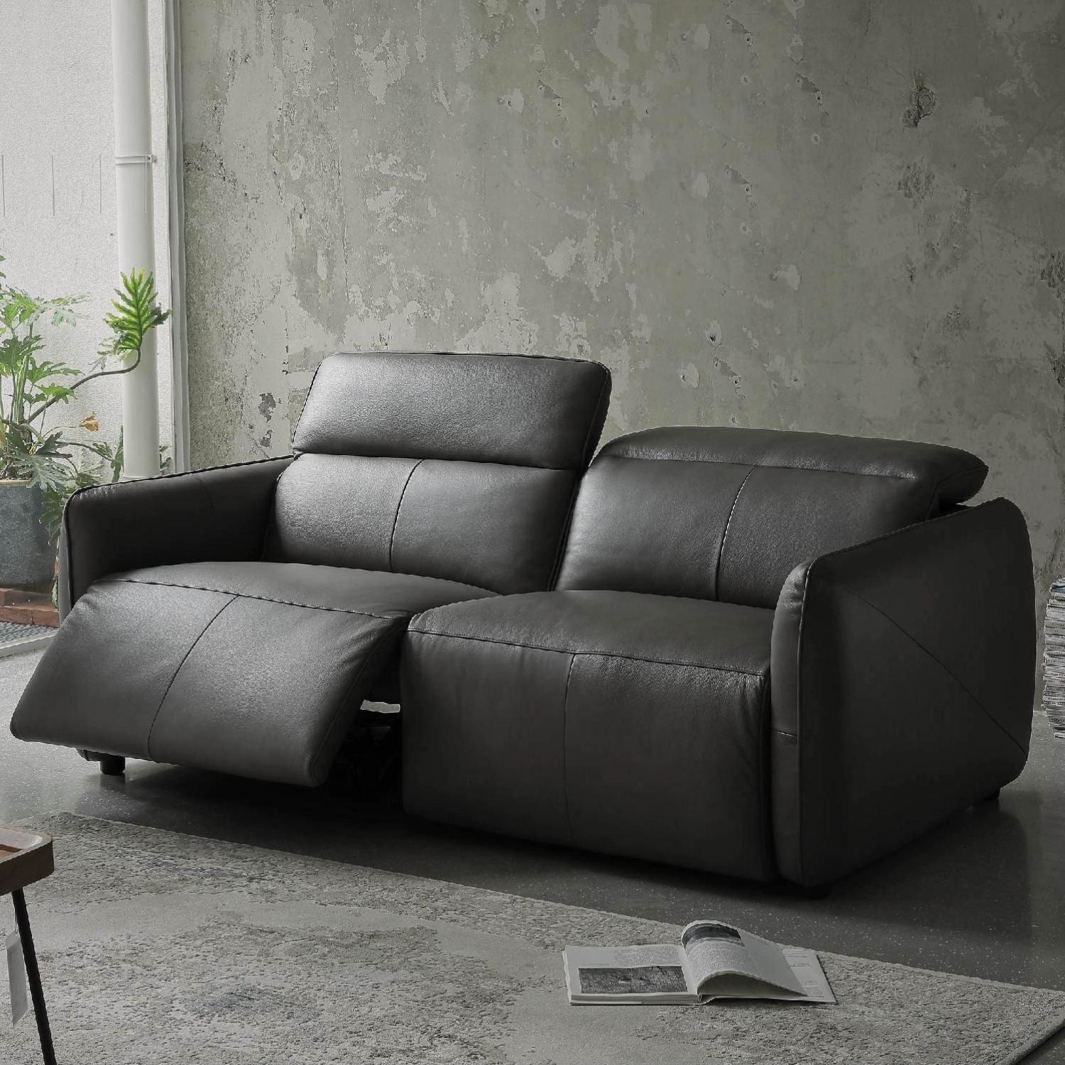 Milany leather store reclining sofa