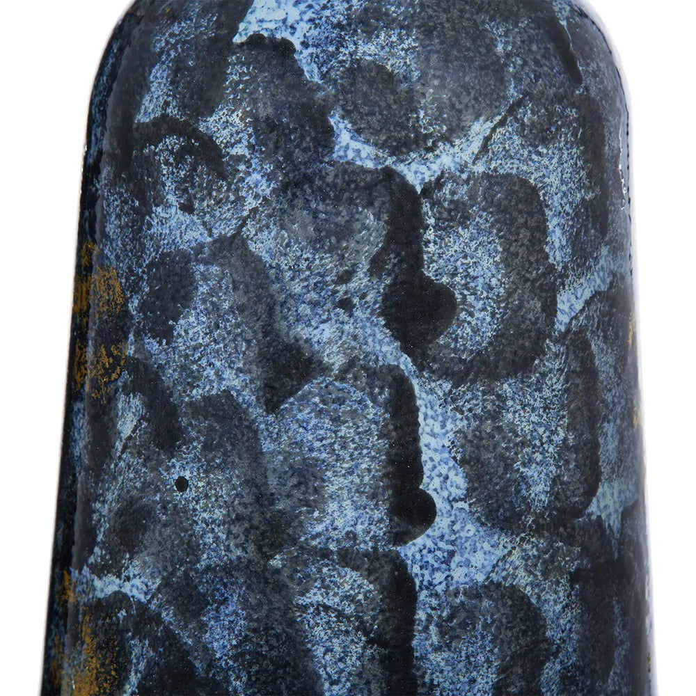 Royal Blue and Gold Glass Vase 10.2 Inch Elegant Home Decor Centerpiece