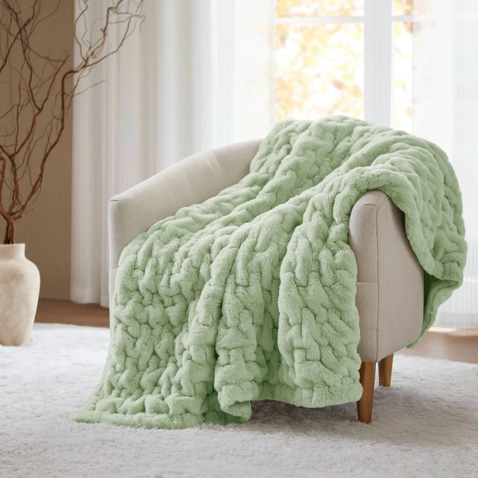 Ruched Fur Throw