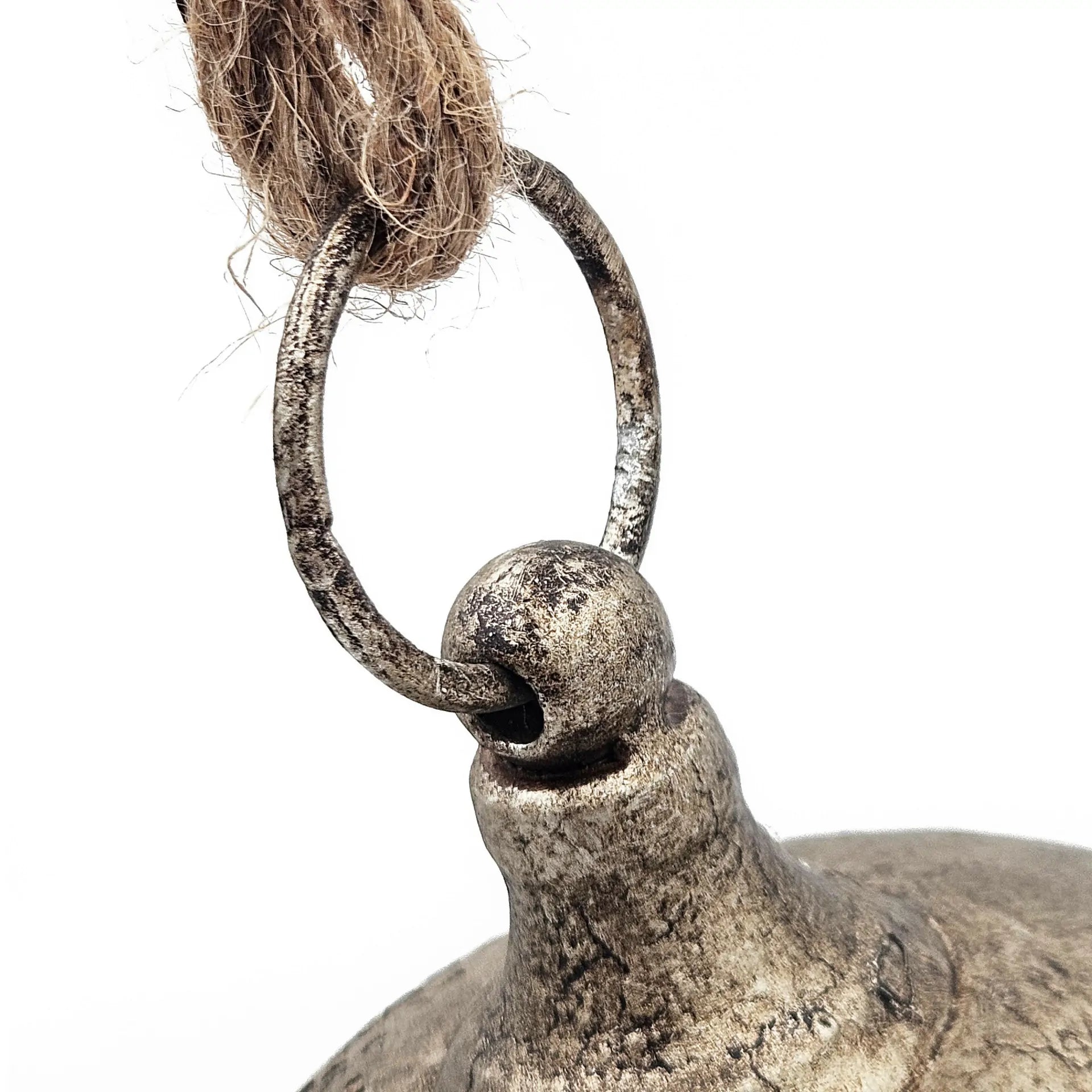 Rustic Christmas Ornaments Set of 2 Metal Bells with Natural Jute