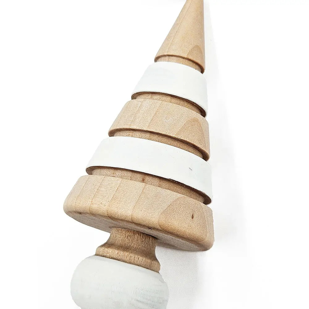 Set of 6 Wooden Eucalyptus Icicle Ornaments with White Layered Accents