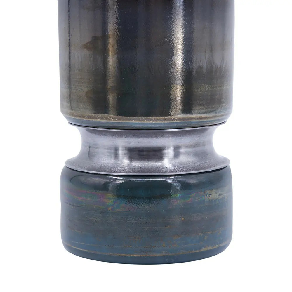 Sleek Silver Toned Glass Vase for Modern Home Decor 10 Inch Tall