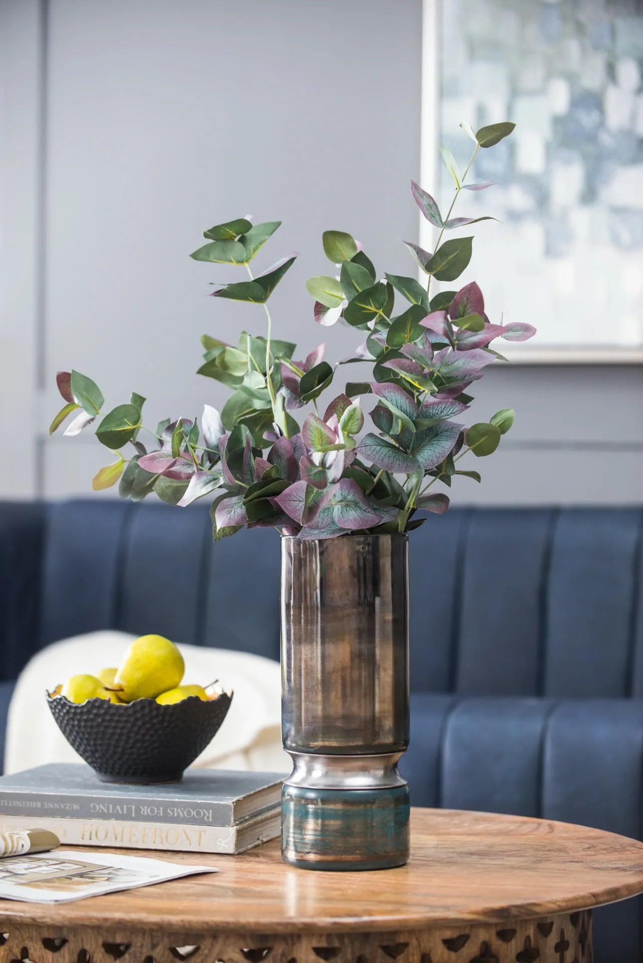 Sleek Silver Toned Glass Vase for Modern Home Decor 10 Inch Tall