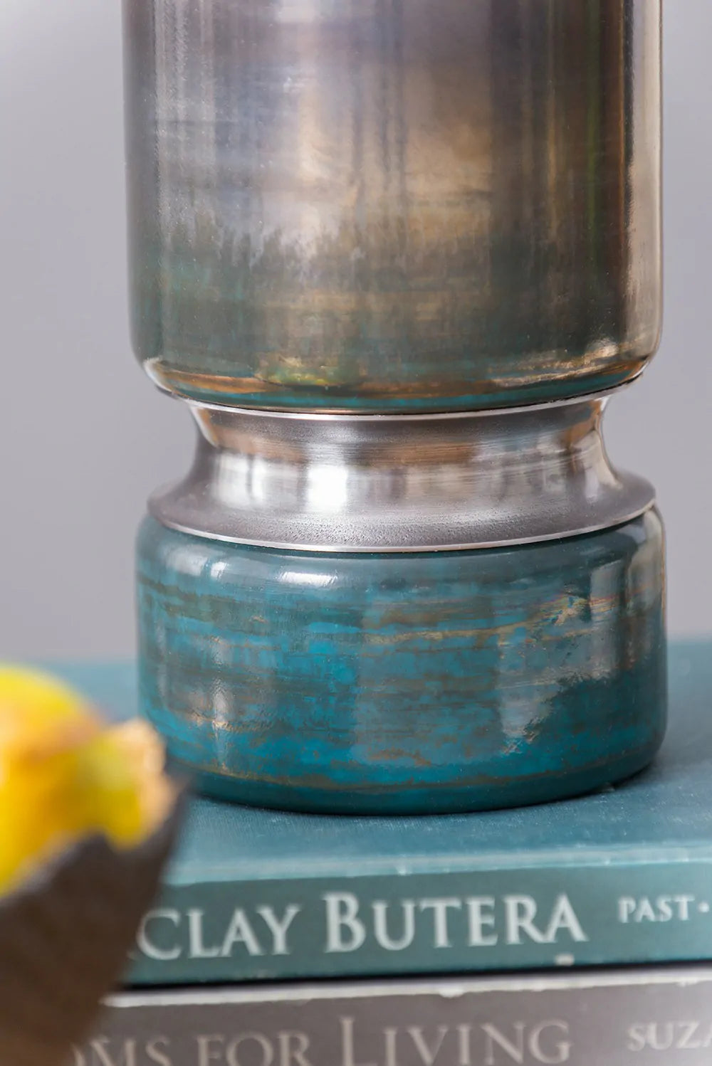 Sleek Silver Toned Glass Vase for Modern Home Decor 13 Inch Tall