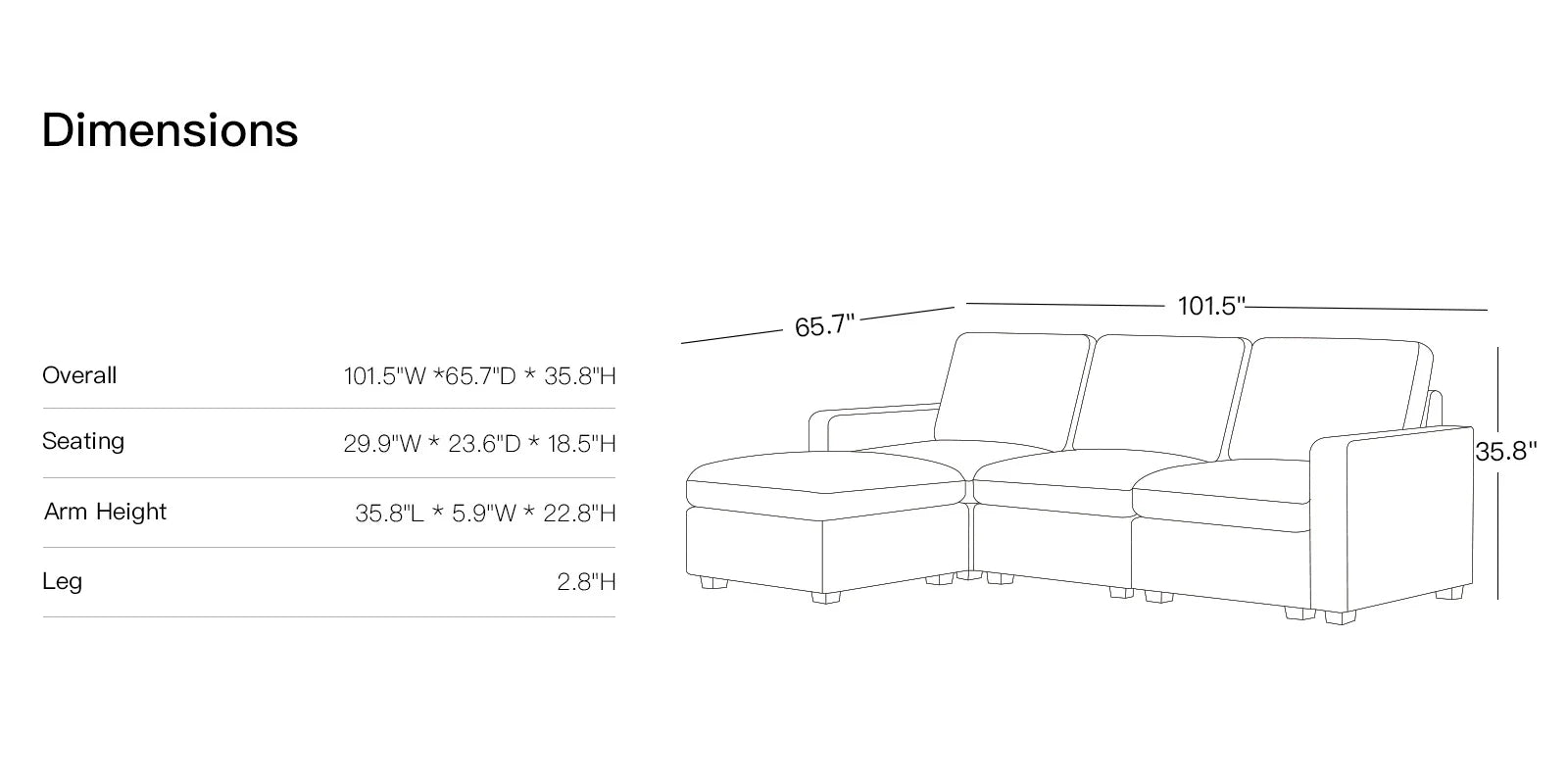 Sofinity Storage Sectional 3-Seater with Ottoman