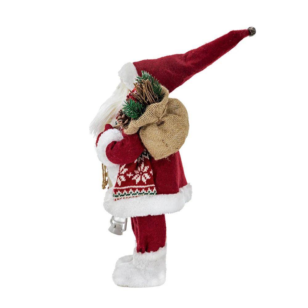 Standing Santa with Lantern & Bag, Red White