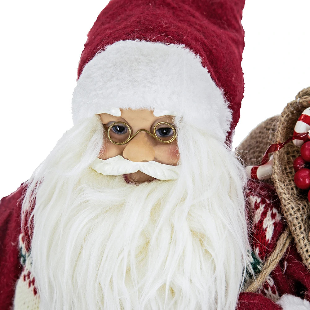 Standing Santa with Lantern & Bag, Red White