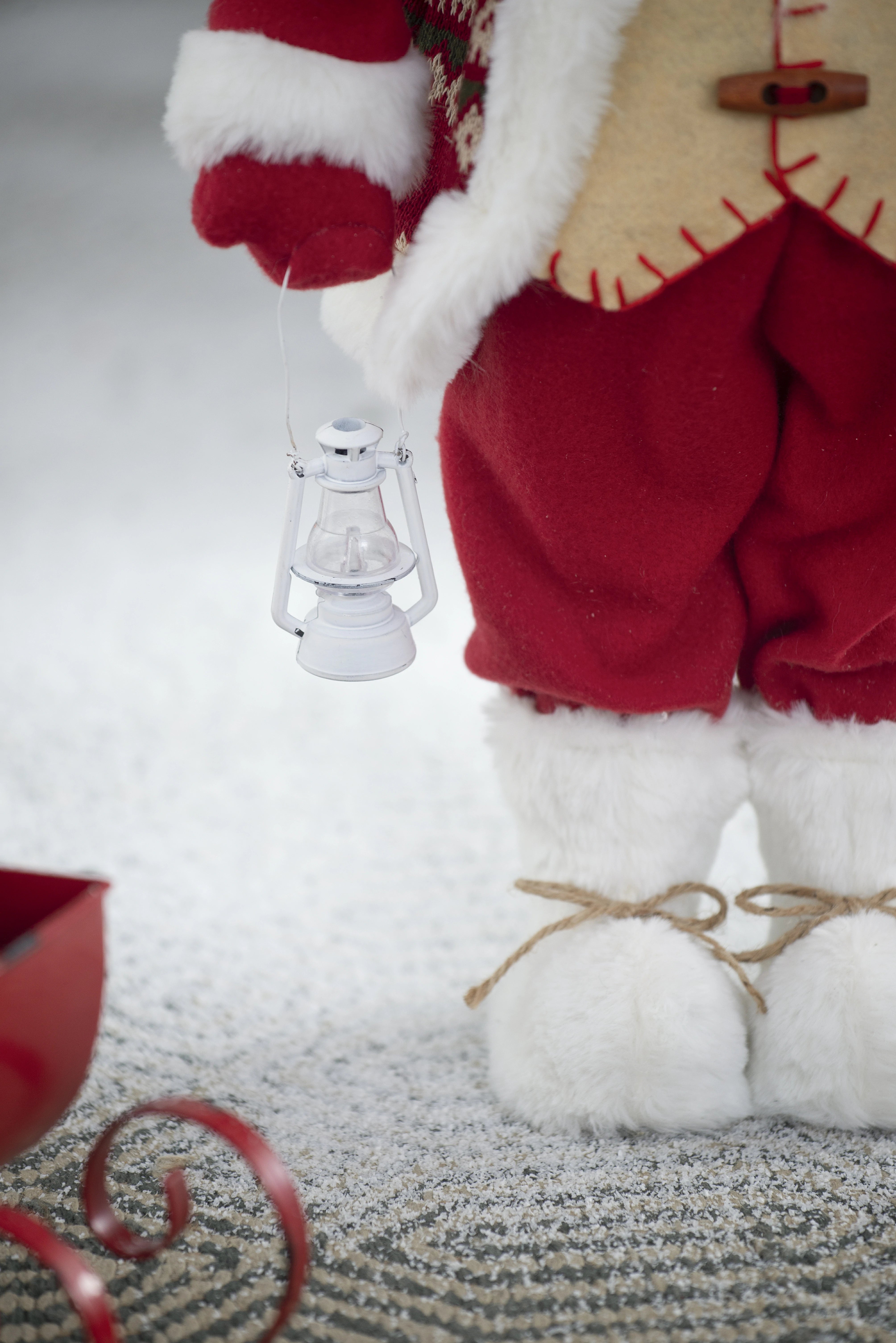 Standing Santa with Lantern & Bag, Red White