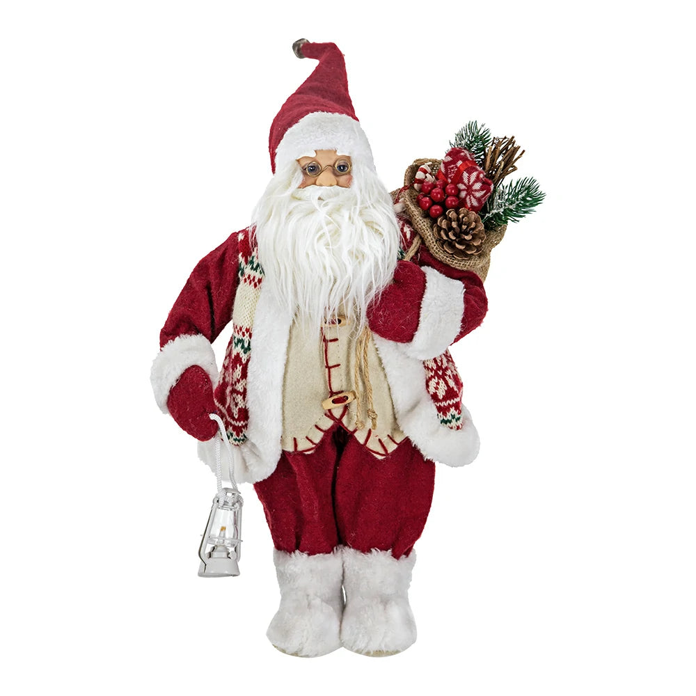 Standing Santa with Lantern & Bag, Red White