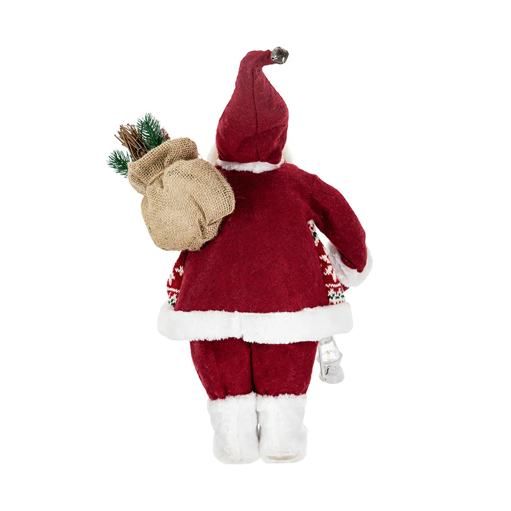 Standing Santa with Lantern & Bag, Red White