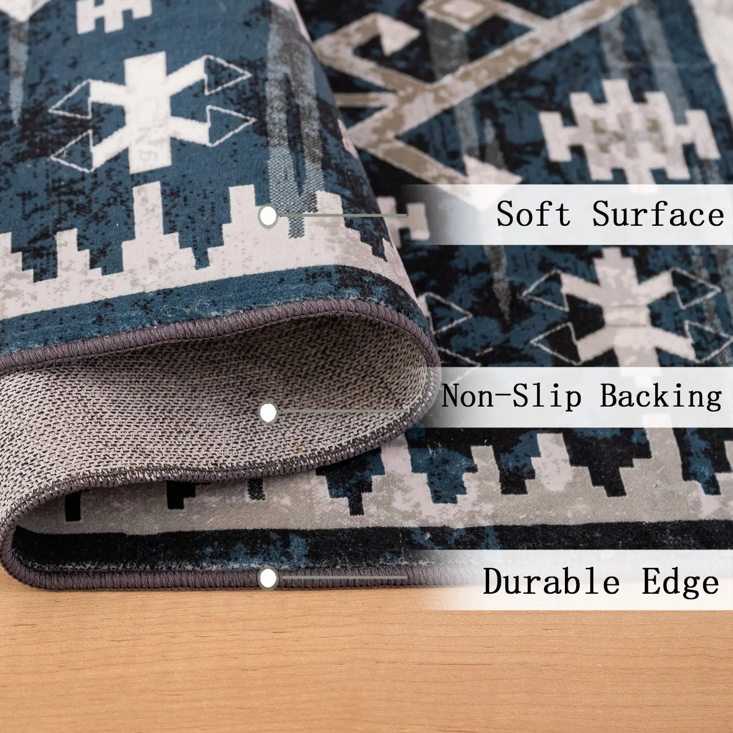 Vintage Bohemia Large Non-slip Washable Geometry Rug