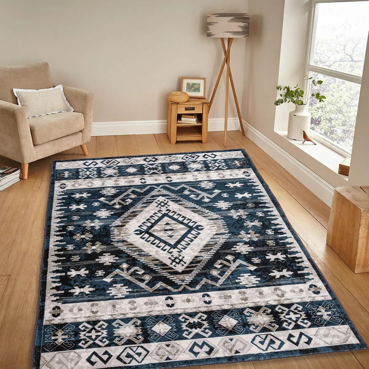 Vintage Bohemia Large Non-slip Washable Geometry Rug