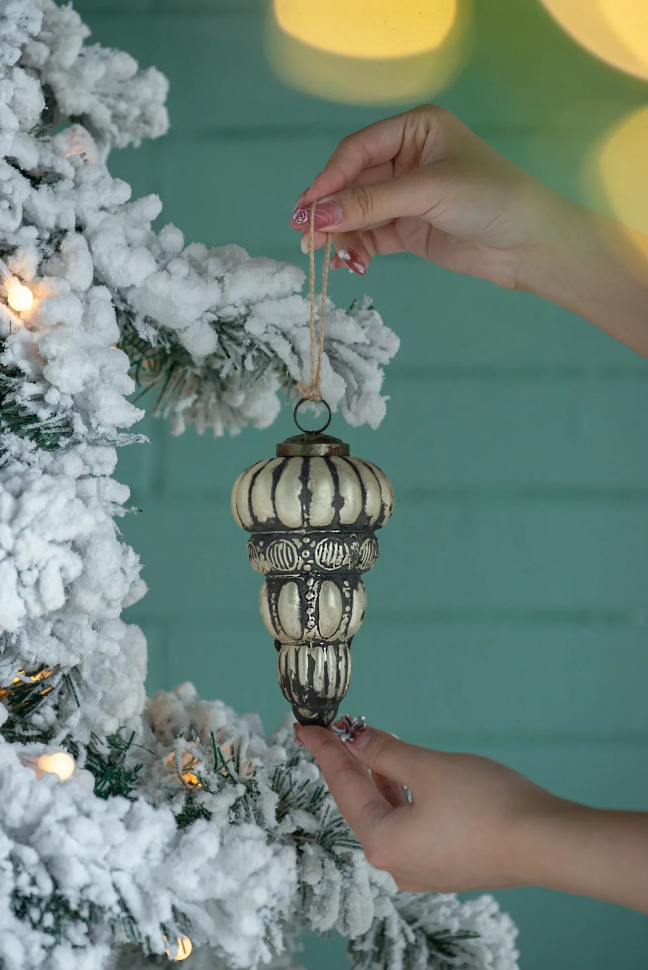 Vintage Wooden Decorations 6Piece Teardrop Set Crafting Rustic Christmas Decor