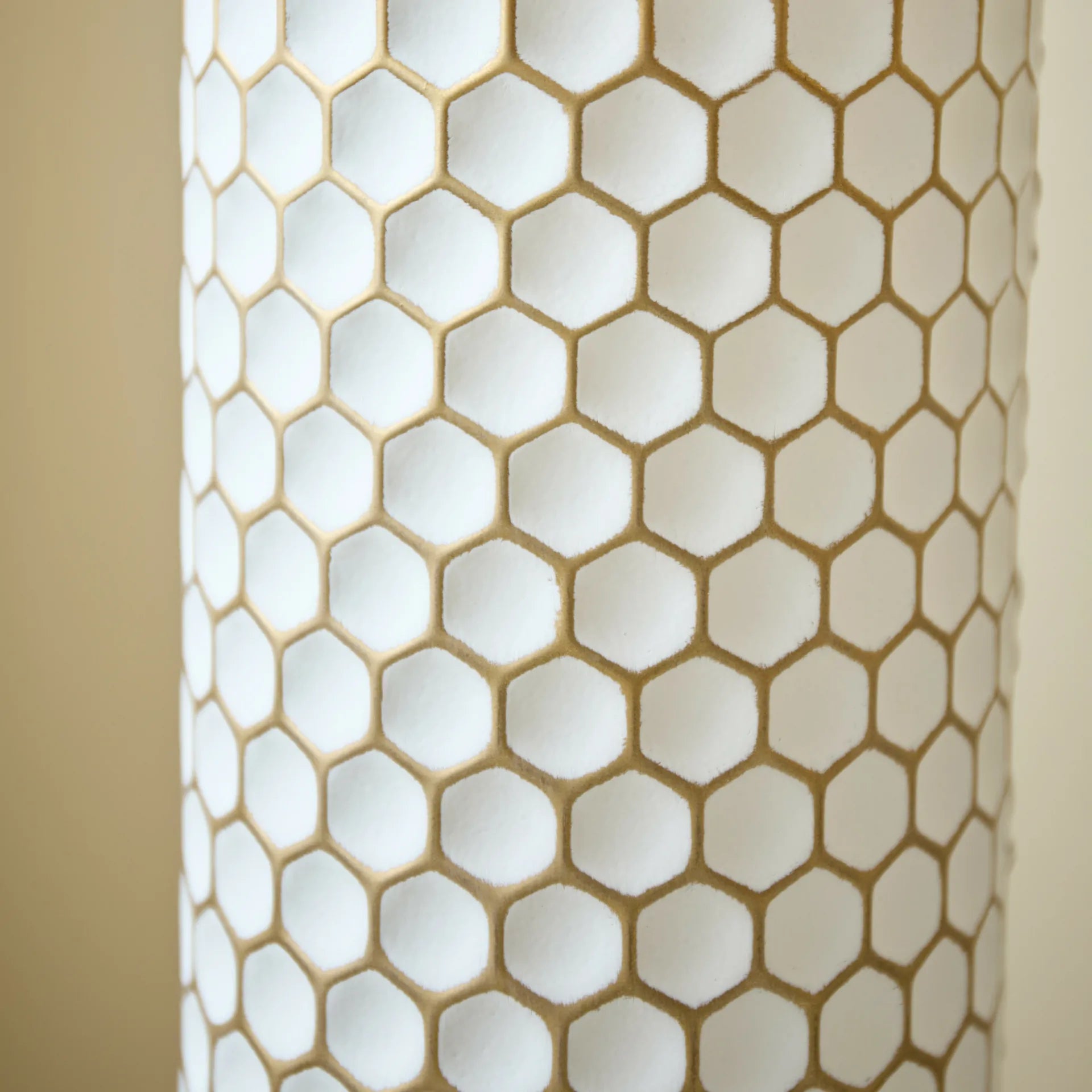 White Mosaic Texture Metal Floor Vases Set of 3 Droplet Shape with Gold Necks