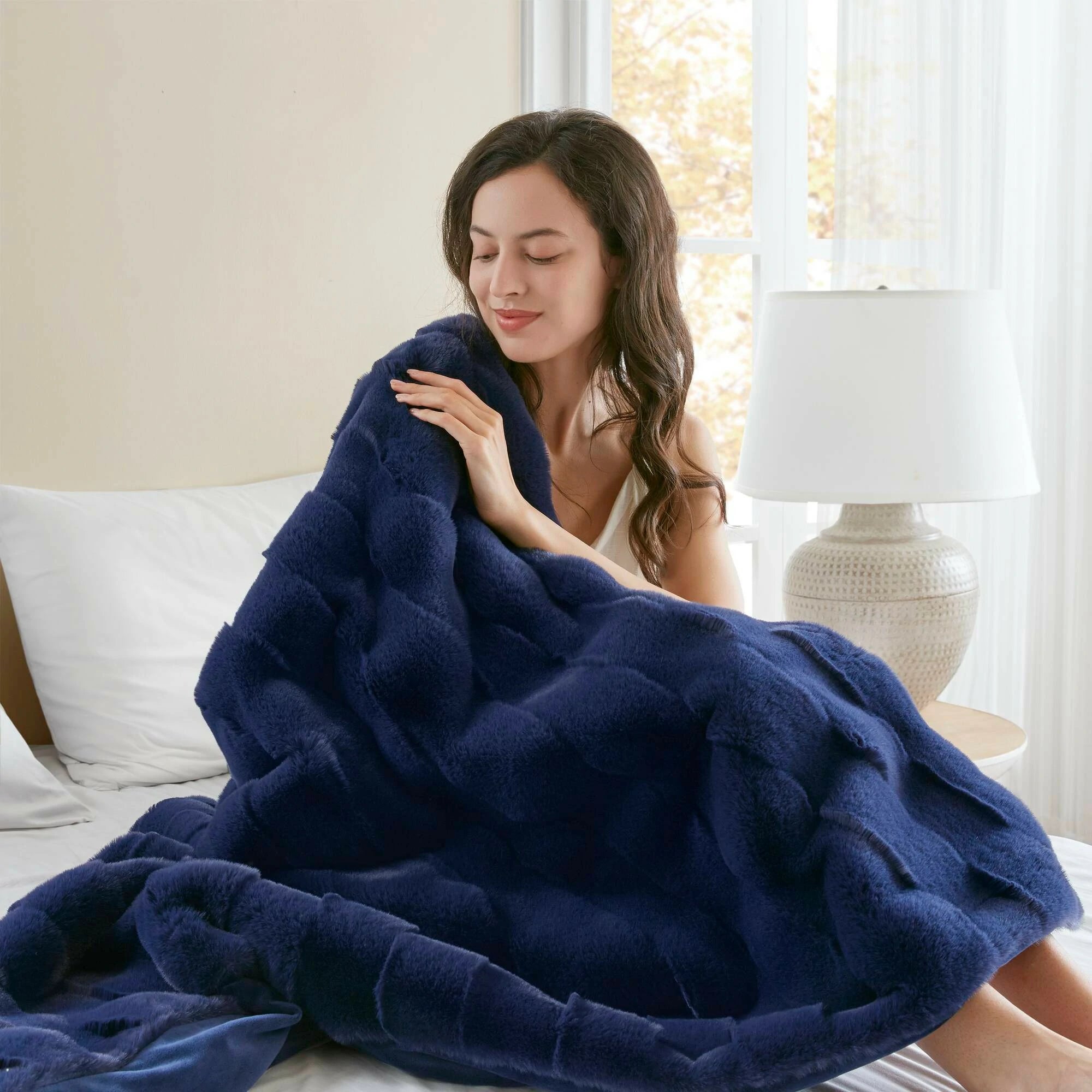 Winter Navy Throw Set-Cozy & Soft Blanket for gift