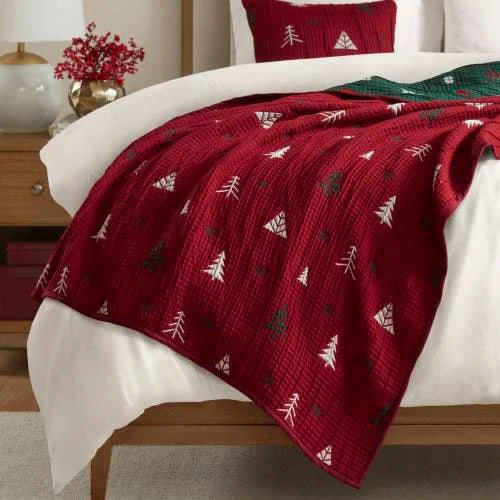 Winter Red Throw Set-Cozy & Soft Blanket for Christmas