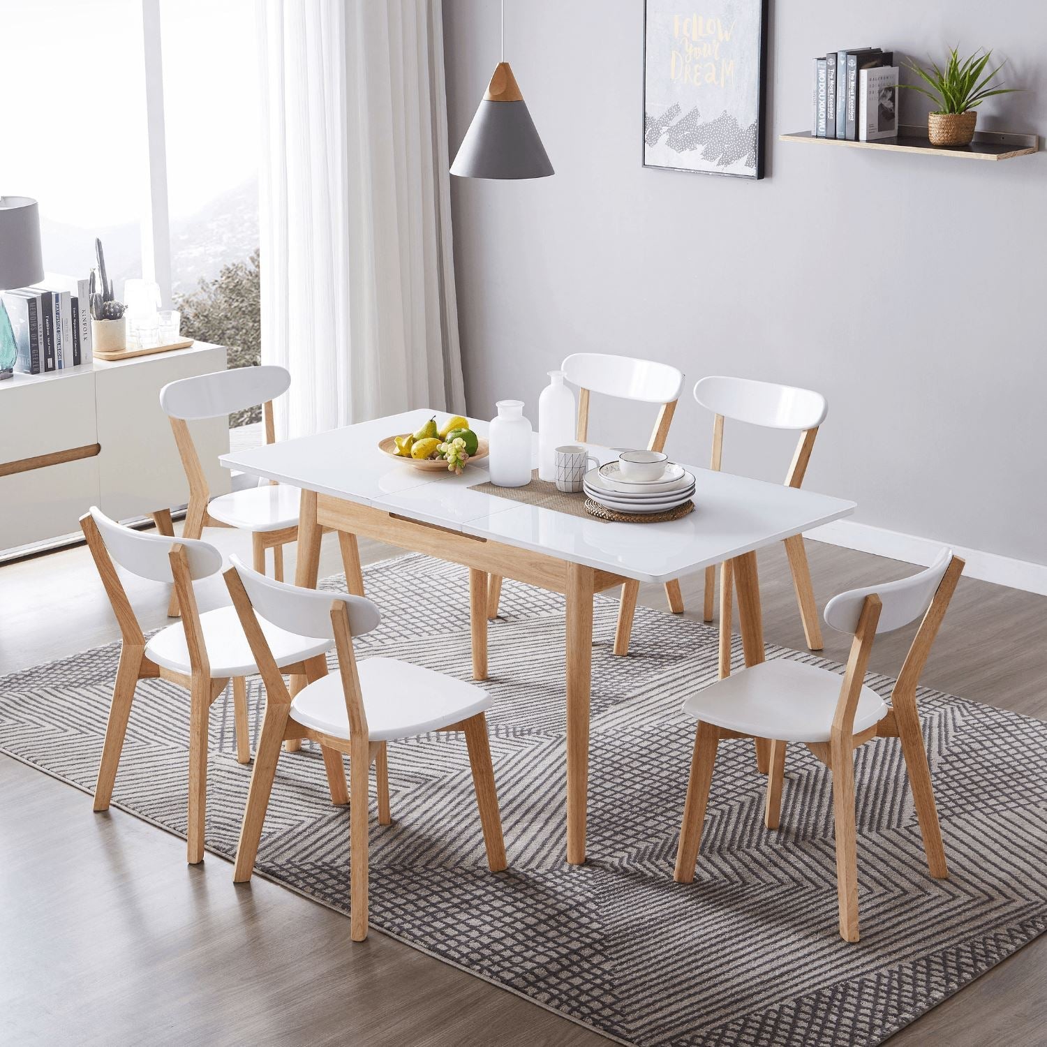 Extendable table and online chair set